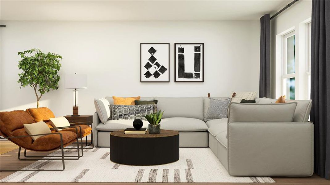 Living room featuring light wood-type flooring