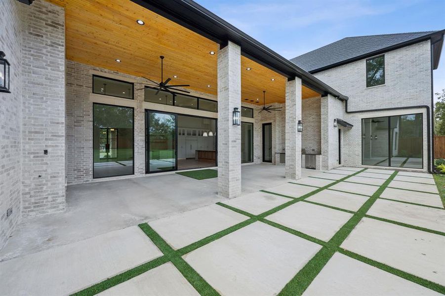 Large Back Patio with outdoor grill; Pine Ceiling;Decorative Patio