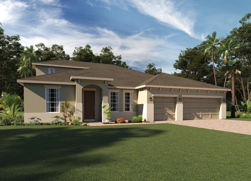 Elevation 1 with Optional Den and Second Floor Bonus Room - Brentwood Executive by Landsea Homes