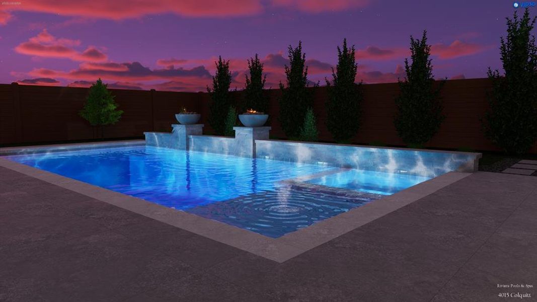 Artistic rendering of sample pool. A pool can be priced and installed through builders preferred vendor. Not included in the list price.