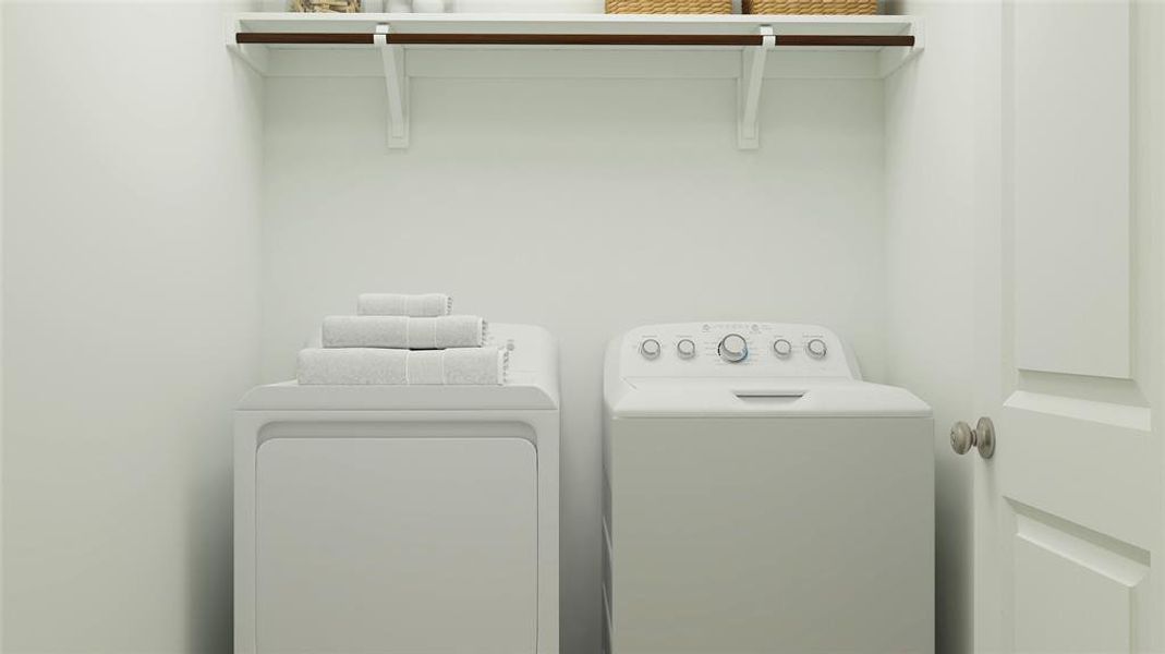 Clothes washing area with washer and clothes dryer