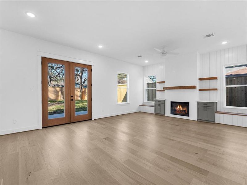 French doors leading to backyard