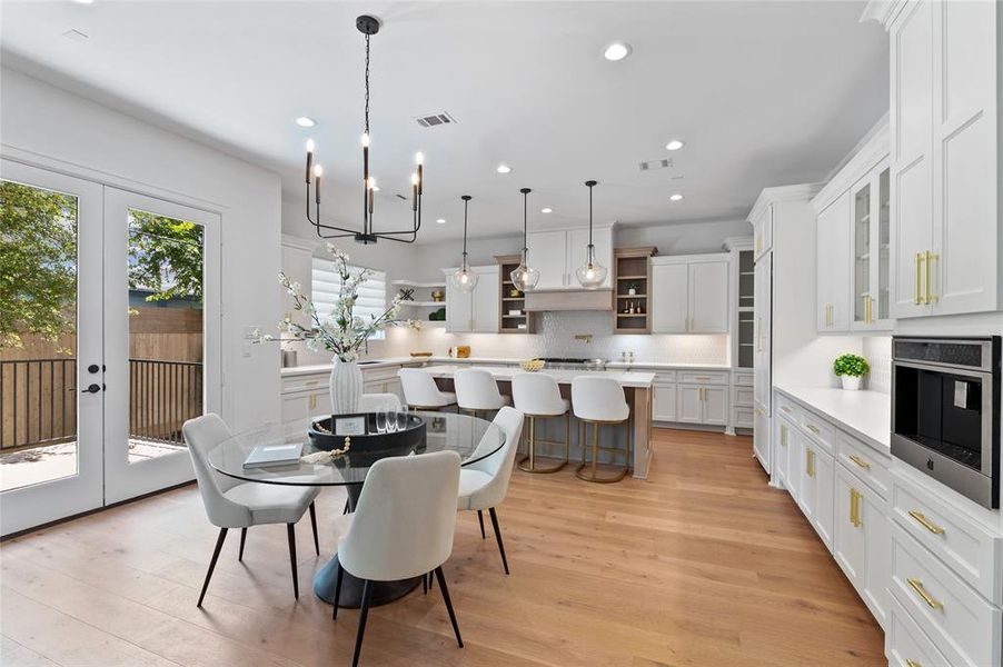 Kitchen features built-in espresso maker.