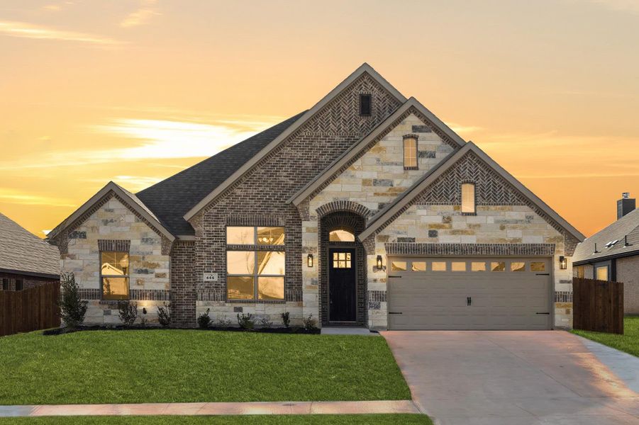 Elevation C with Stone | Concept 2027 at Villages of Walnut Grove in Midlothian, TX by Landsea Homes