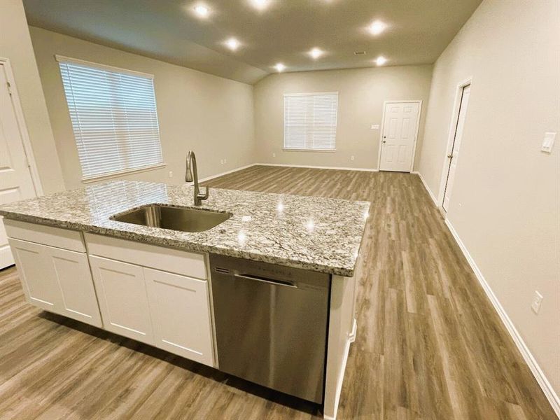 View from your kitchen overlooking the dining & living room