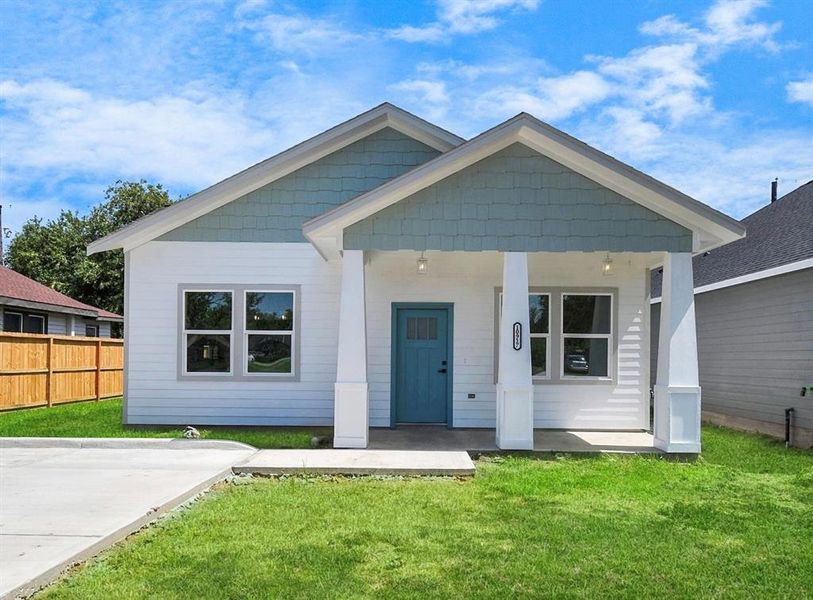 Hardy plank exterior with a covered porch.