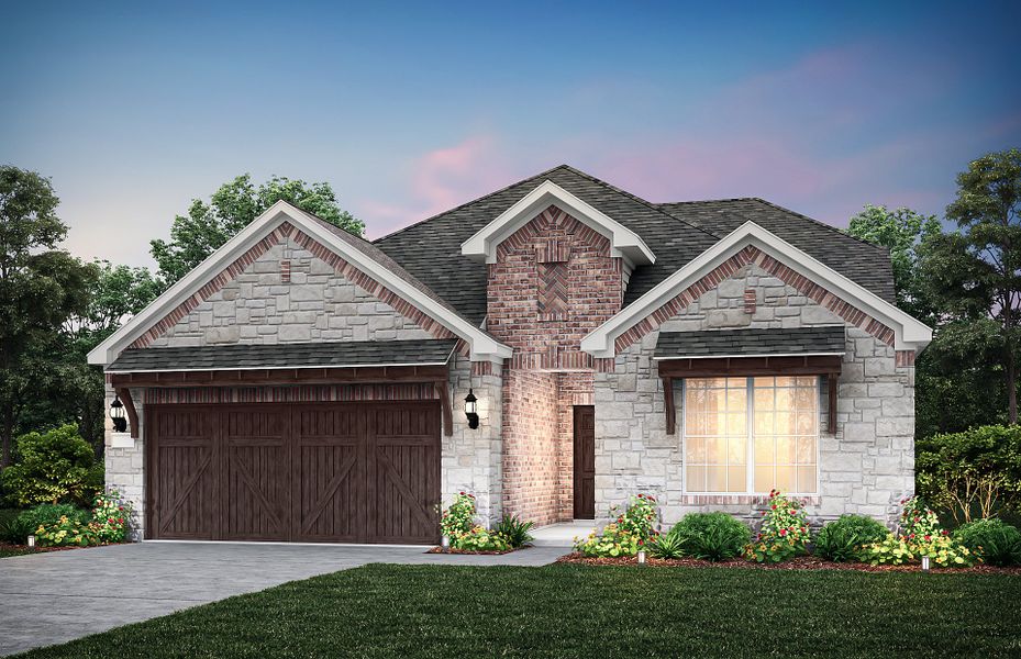 The Mooreville, a two-story new construction home with 2-car garage, shown with Home Exterior D