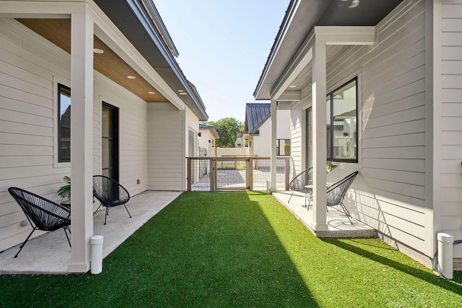 Turfed Courtyard Between Strucsures