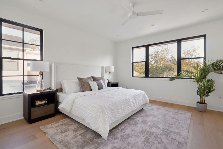 Very spacious primary bedroom at the back of the house