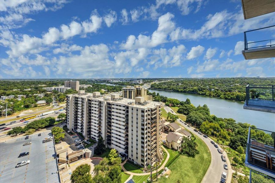 Views of Lady Bird Lake from balcony