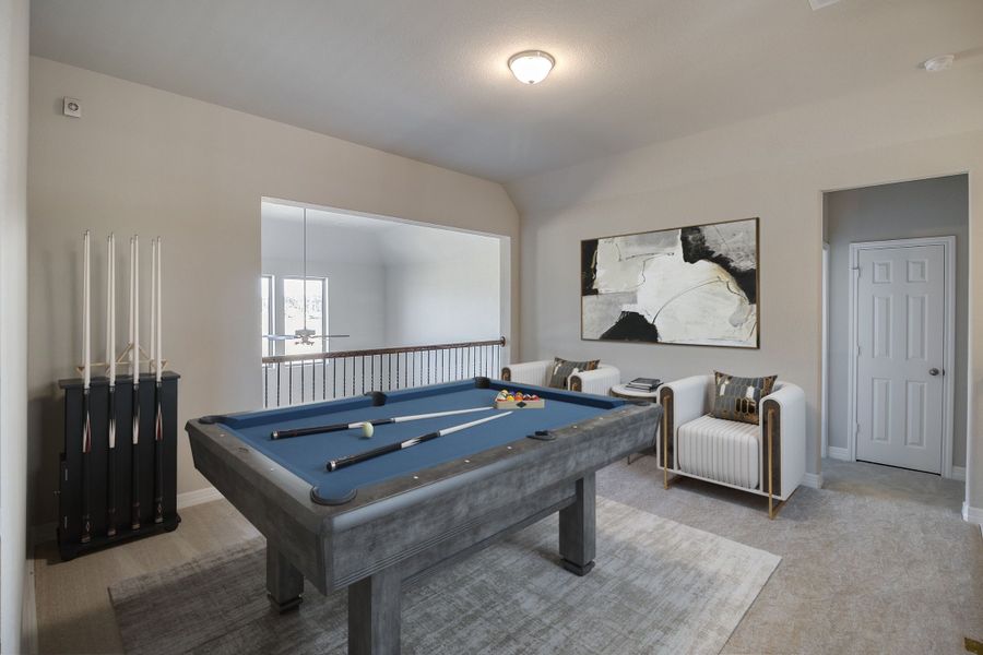 Game room. Sample product photo - actual exterior and interior selections may vary by homesite