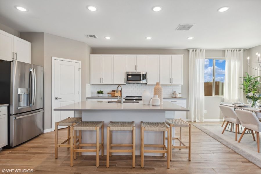 Kitchen with spacious island and recessed lighting