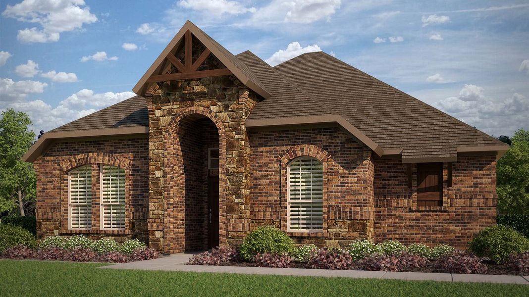 Elevation B with Stone | Concept 1802 at Redden Farms - Classic Series in Midlothian, TX by Landsea Homes