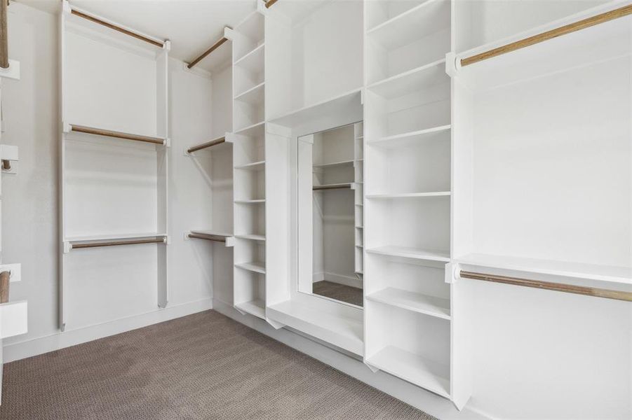 Spacious closet with carpet