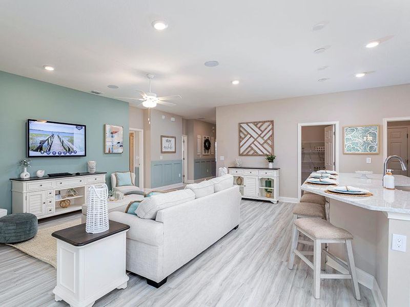 Imagine enjoying time with family and friends in this spacious, open living area - Shelby home plan by Highland Homes