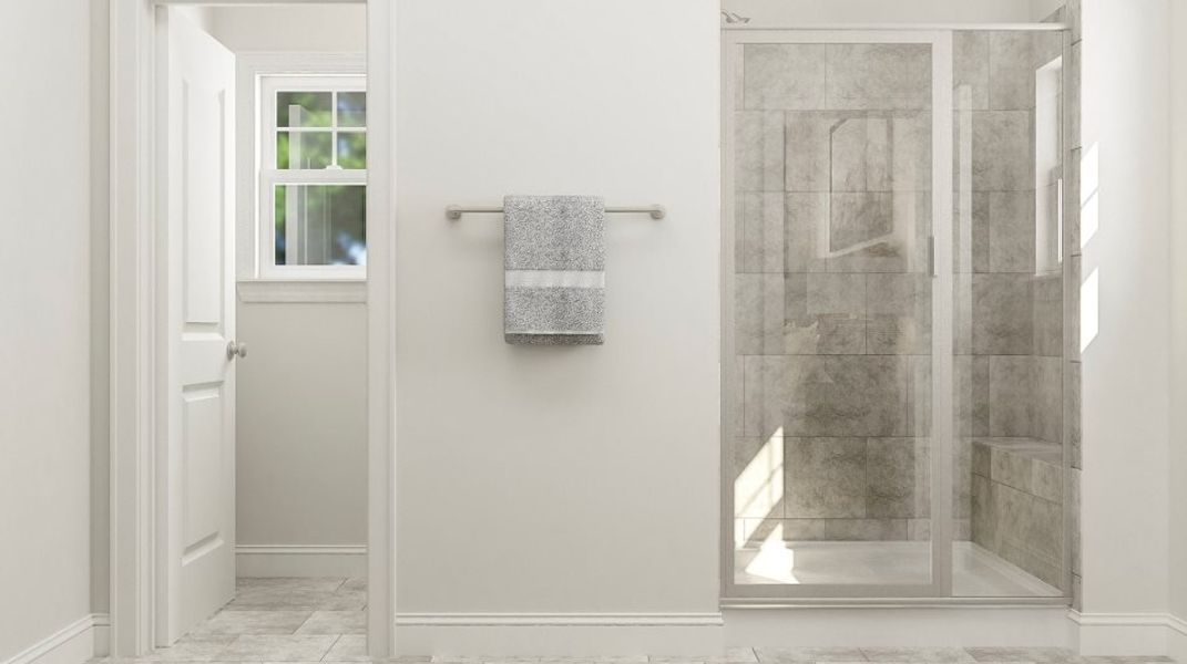 Tile Shower with Glass Enclosure