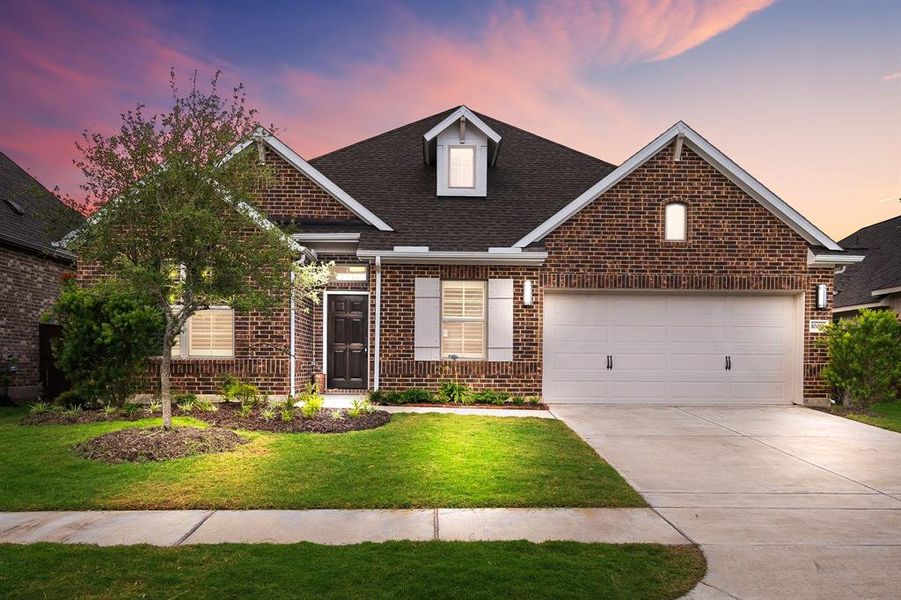 Welcome home to 10010 Starry Night Lane located on a quiet street in Meridiana and zoned to Alvin ISD! This stunning home has lovely curb appeal, a well-manicured lawn, beautiful landscaping, brick elevation, dark stained front door, covered front porch, traditional style, shutters, beautiful outdoor lanterns and a double wide driveway!