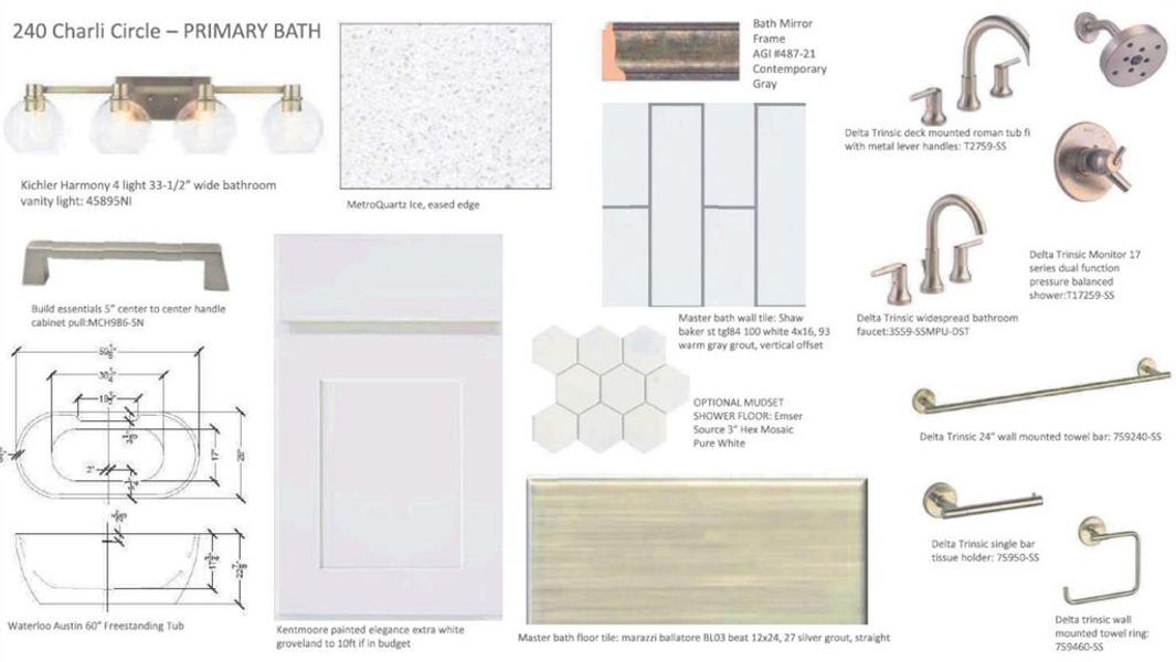 Proposed Primary Bath Selections - Subject to Change