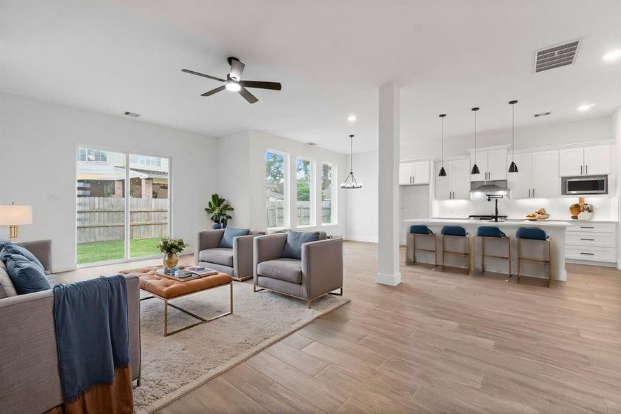 Beautiful Sliding doors off living room