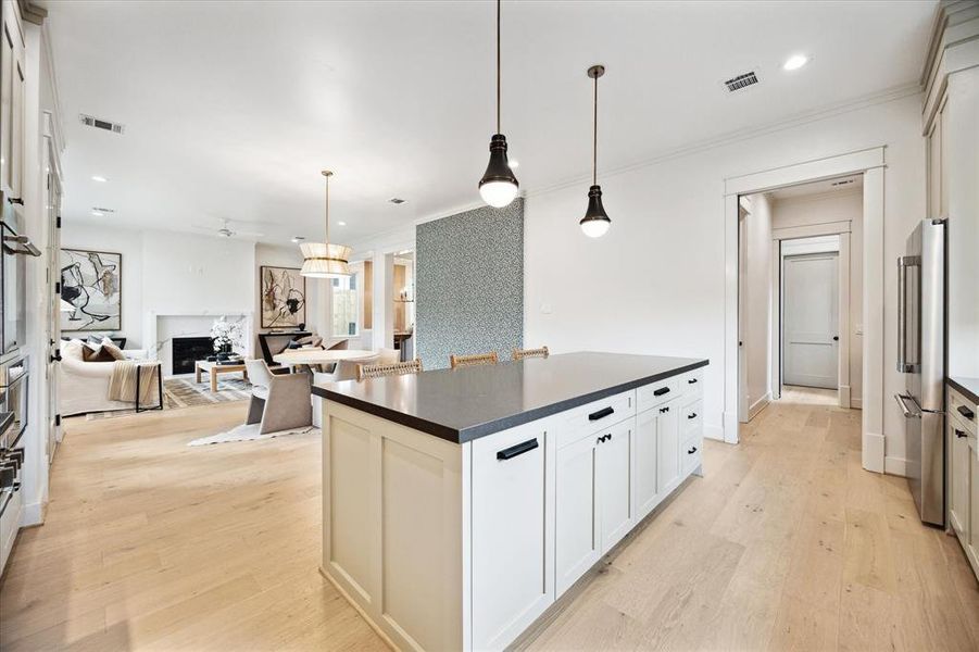 Love this view showing the thoughtful flow from entering the garage through to the entertaining and every day living spaces.