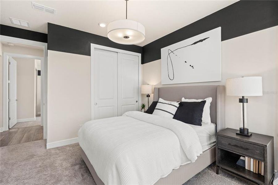 Bedroom. Model Home Design. Pictures are for illustrative purposes only. Elevations, colors and options may vary. Furniture is for model home staging only.