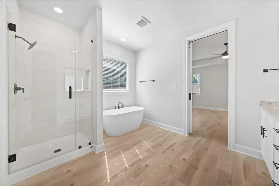 Relax in the large soaking tub or enjoy the spacious, standing shower.