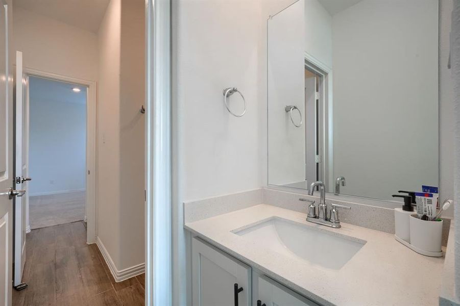 Dual sinks - guest bathroom - upstairs