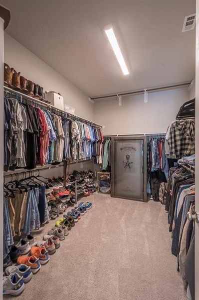 The primary suite closet is a room of its own at 130 square feet measuring 13x10 with seasonal clothing storage.