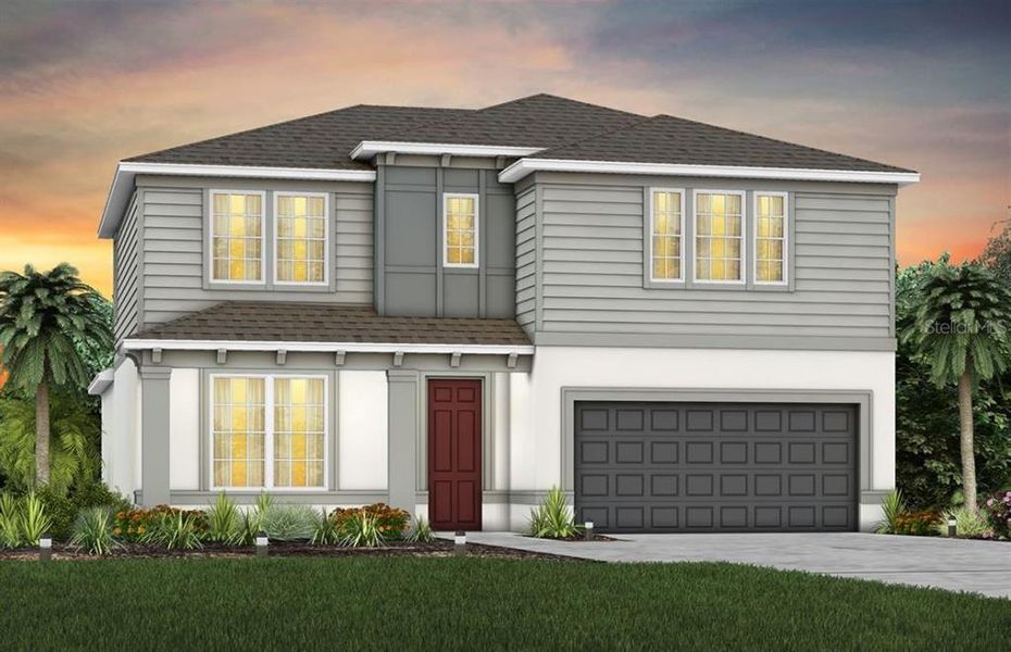 Exterior Design. Artistic rendering for this new construction home. Pictures are for illustrative purposes only. Elevations, colors and options may vary.