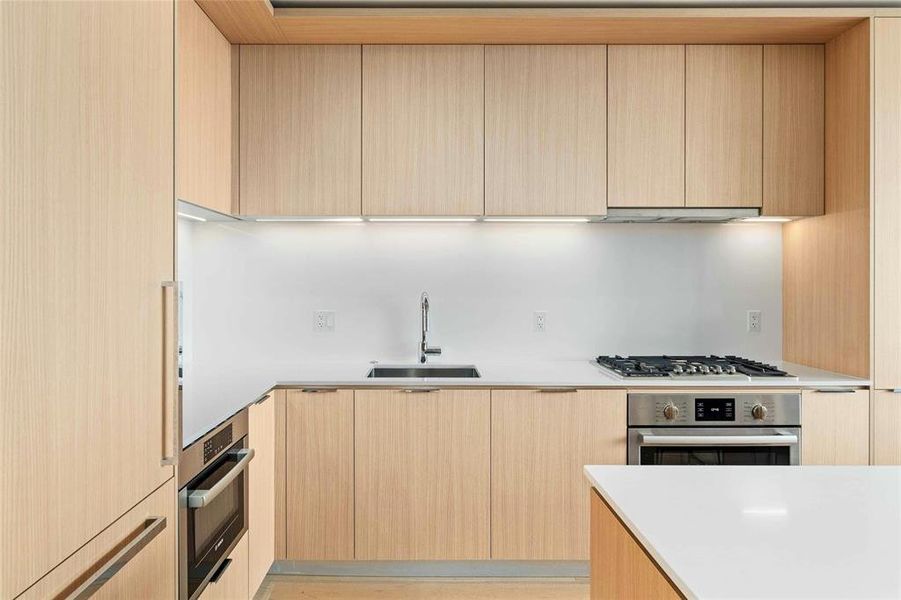 Modern gourmet kitchen with stainless steel appliances