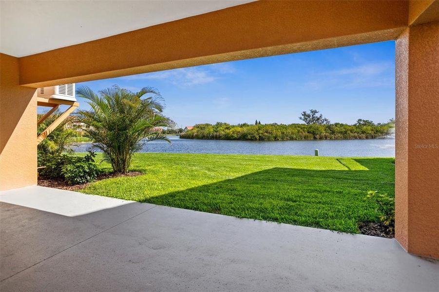 Garage level covered terrace.