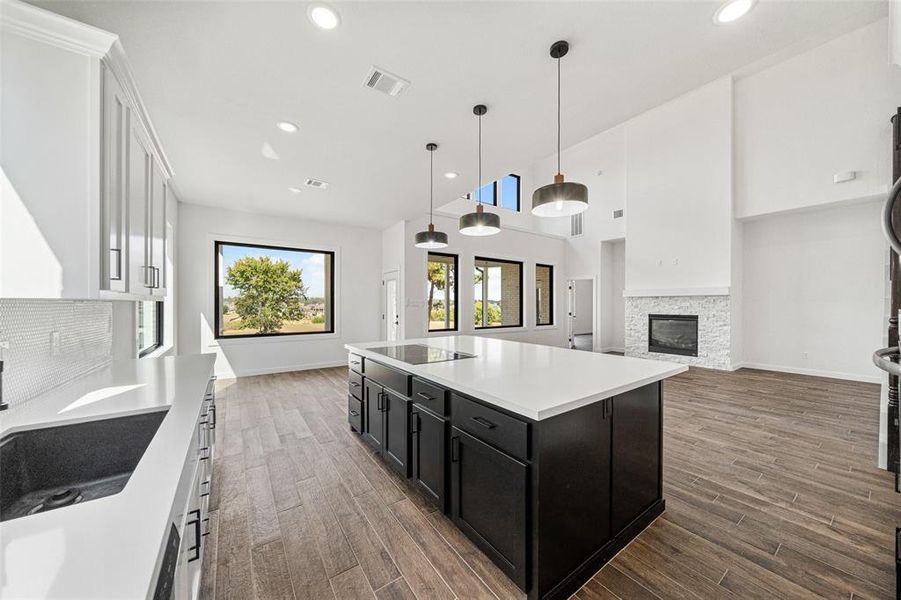 View of family room from kitchen