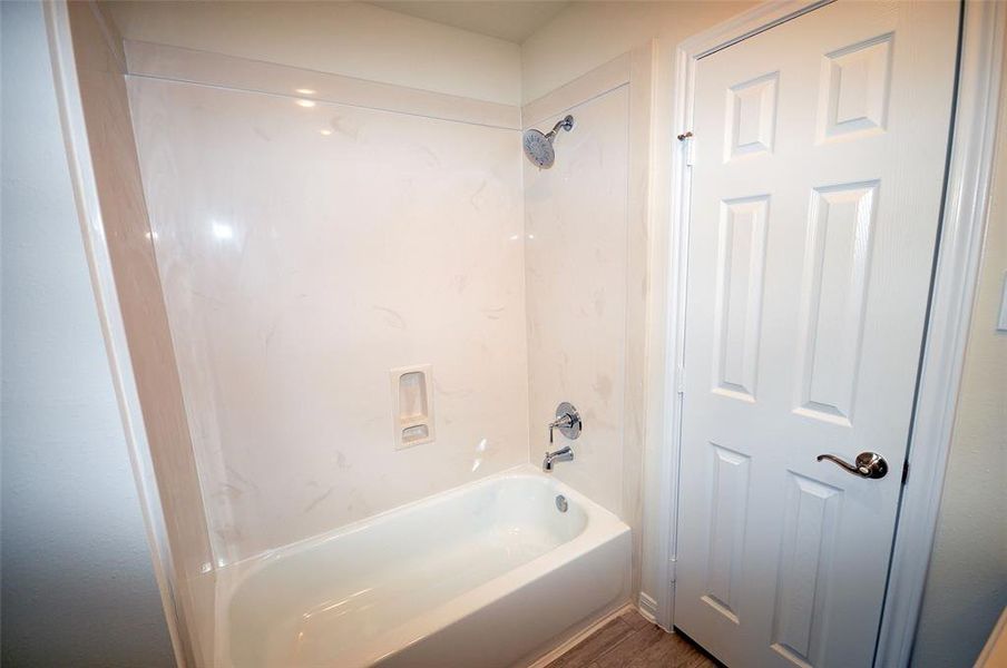 Cultured marble surrounds in all baths and showers. Easy to maintain and less like to allow water into the structure.