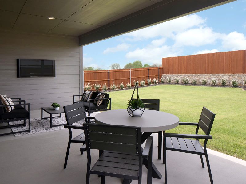 The included covered patio is perfect for outdoor entertaining.