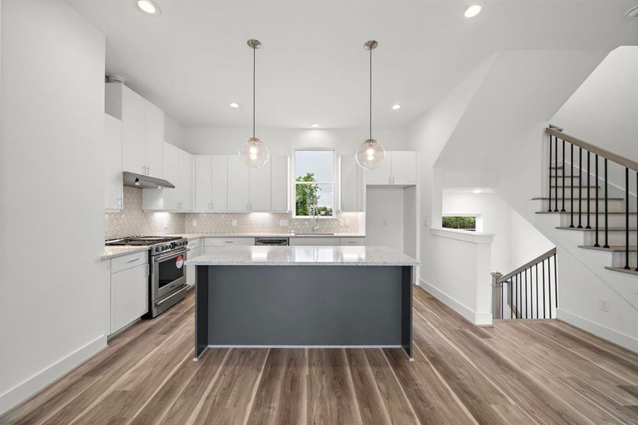 Modern kitchen just off the living/dinning area