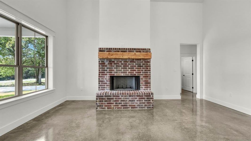 Brick wood burning fireplace for those cool nights!