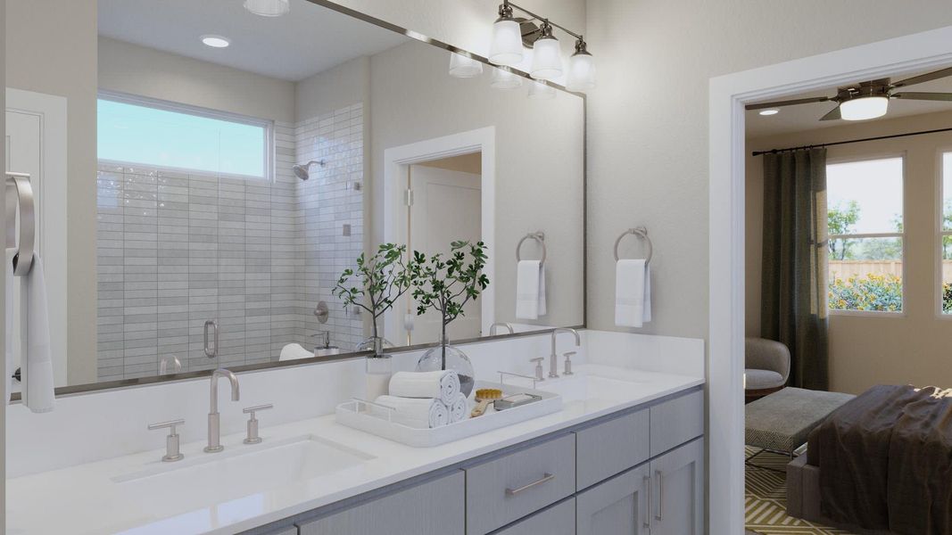 Primary Bath | Ella at Lariat in Liberty Hill, TX by Landsea Homes