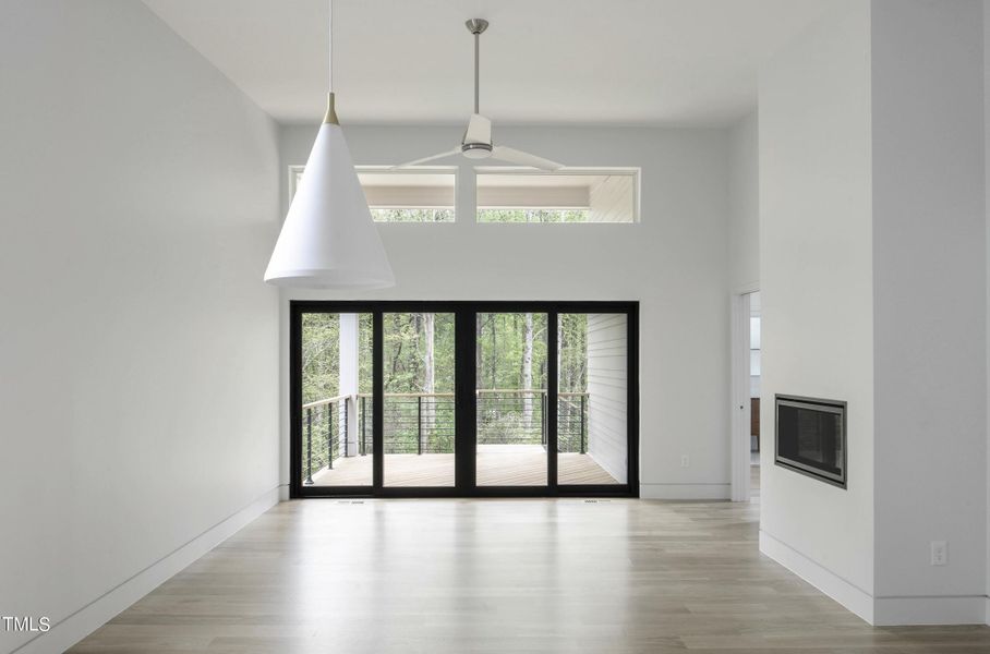 View of living room standing in kitchen