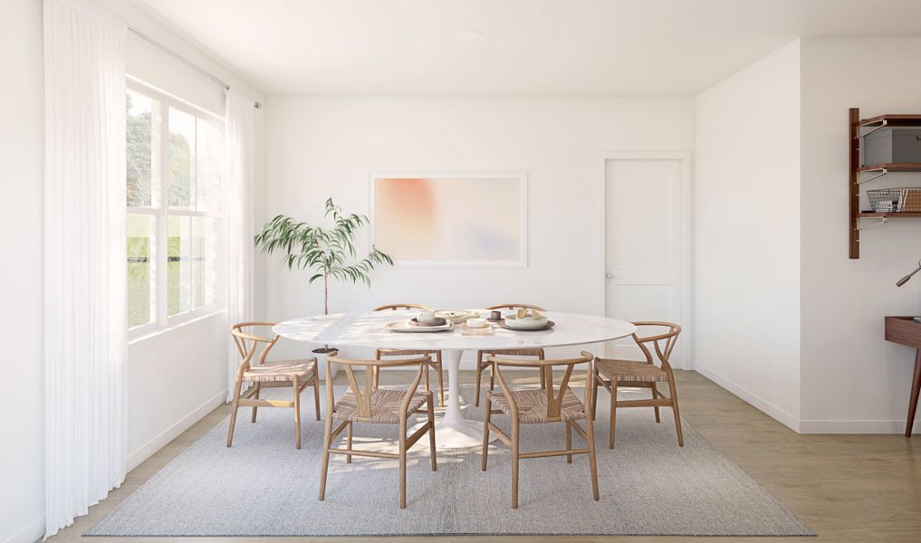 Tile flooring in dining area