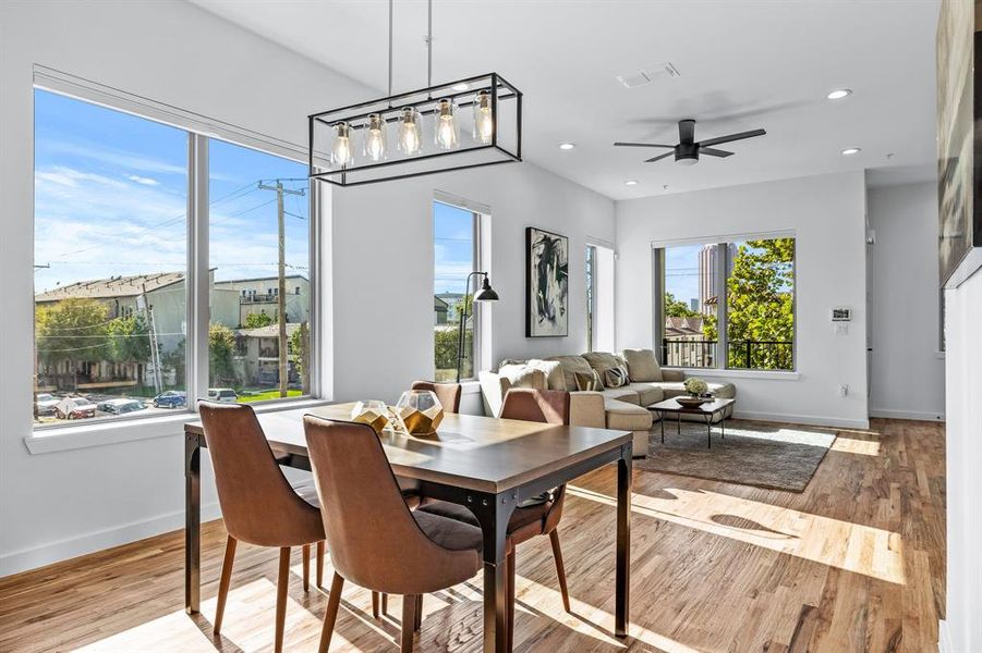 Dining room featuring and light wood flooring