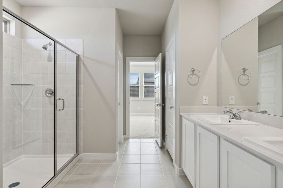 Primary Bathroom in the Oak home plan by Trophy Signature Homes – REPRESENTATIVE PHOTO