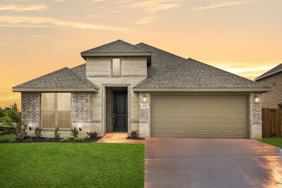 Elevation B with Stone | Concept 2186 at Summer Crest in Fort Worth, TX by Landsea Homes