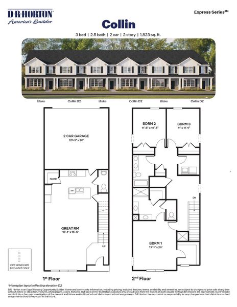 New construction Townhouse house Collin, 1012 Octans Way, Wendell, NC 27591 - photo