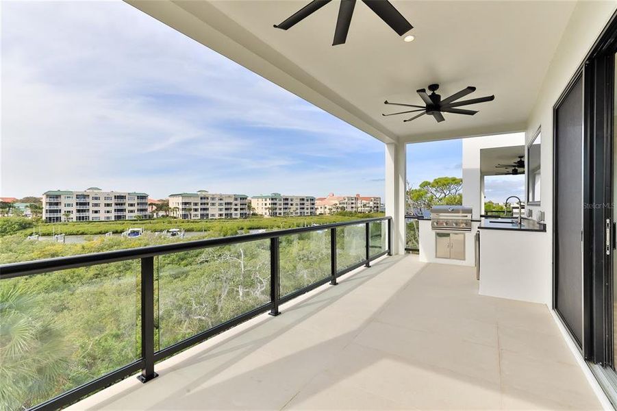 Large 3rd floor balcony with summer kitchen and endless sunsets