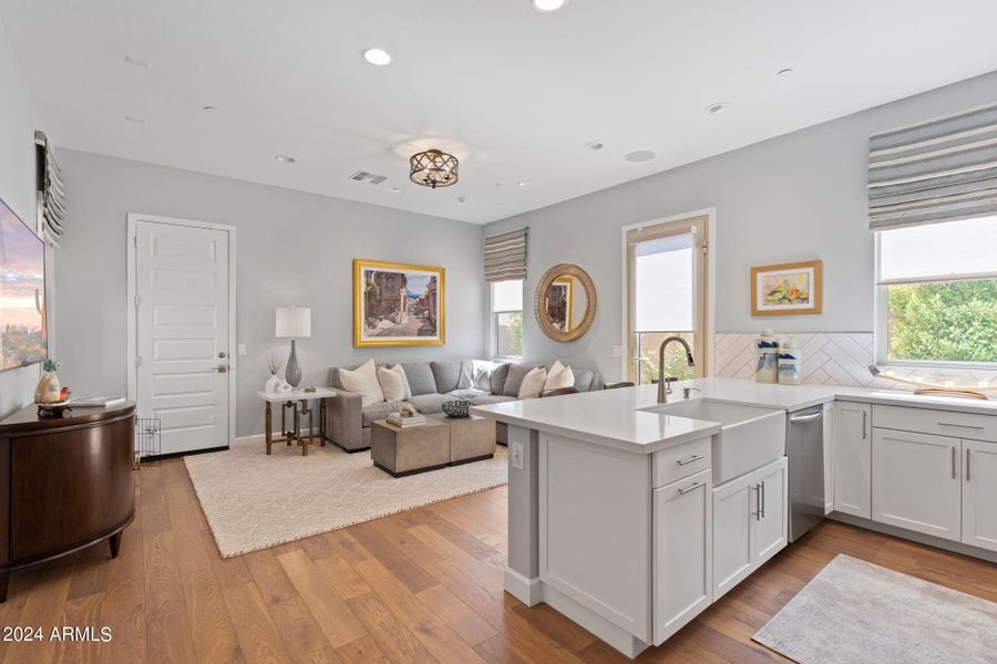 Living room and kitchen