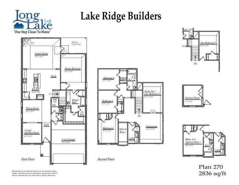 Plan 270 features 4 bedrooms, 2 full baths, 1 half bath, and over 2,800 square feet of living space.