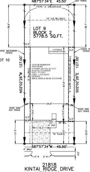 21818 Kintai Ridge Drive preliminary plot plan