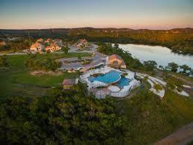 Community pool and Lake Travis