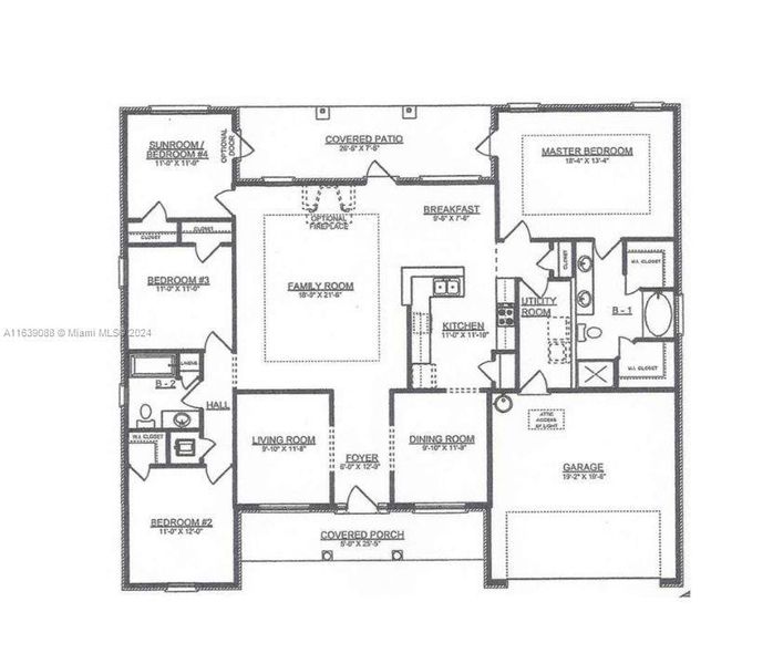 This is a floor plan of the model home, this home is the mirror image of the model home with the garage and primary bedroom being on the left side.