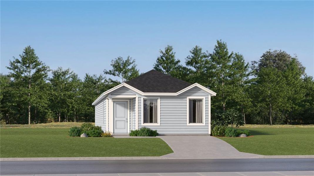 View of front facade featuring a front lawn